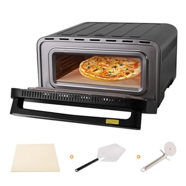 Four à Pizza électrique | Four à Pizza en Acier Inoxydable écran Tactile, Cuisson à 430°C max avec Pelle à Pizza Coupe Pizza Pierre à Pizza, 2200W max Pizzas de 3 min sans Retourner économie D'énergie