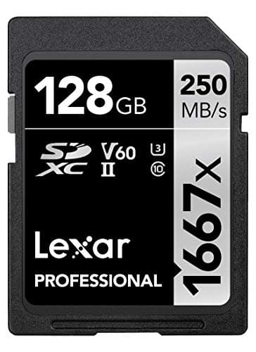 Lexar Professional 1667x Carte SD 128Go, Carte Memoire SDXC UHS-II, Jusqu'à 250 Mo/s en lecture, Class 10, U3, V60, SD pour photographe professionnel, vidéaste, passionné (LSD128CB1667)