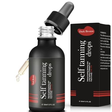 30ml Gouttes Autobronzantes, Concentré Autobronzant Visage et Corps,Sérum de Bronzage Subliment Votre Teint Naturel,Améliorer Votre Teint, Pour La plupart Types de Peaux(Noir)