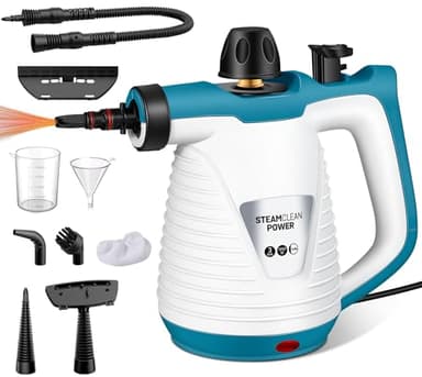 KingSom Nettoyeur Vapeur Portable, Nettoyeur Vapeur à Main Multifonction avec 9 Accessoires pour la Maison, Salle de Bain, nettoyeurs vapeur Électriques Pour Canapé,Taches sur Vitres,Voiture,Cuisines