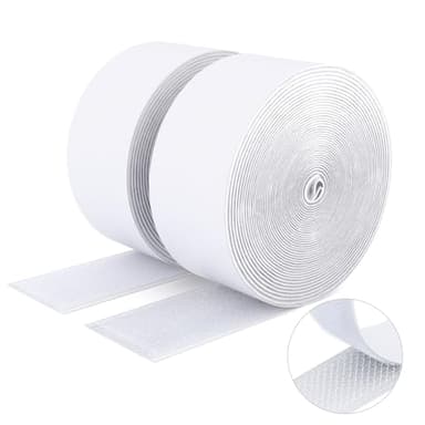 SUTOUG Ruban adhésif double face à crochets et à boucles, 50MM x 5M Ruban adhésif autocollant, bandes robustes, ruban à emboîtement pour cadres de photos, moustiquaires, tapis, bricolage - Blanc