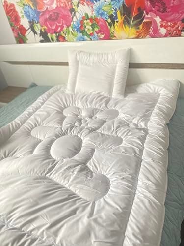 Merino Wool Couette Enfant synthétique de Microfibres Qualite supérieure. Santé 4 Saisons Couette Microfibre (COT Bed 120x150 cm + Oreiller 40x60cm)