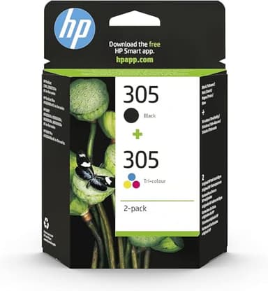 HP 305, Pack de 2 Cartouches d’Encre Originales, 6ZD17AE, Noir, Cyan, Jaune, Magenta
