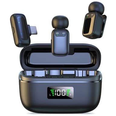 Micro cravate sans fil pour iPhone – iPad, mini microphone pour streaming en direct, enregistrement vidéo, téléphone Android, ordinateur, entretiens en extérieur ou intérieur, YouTube, Vlog, TikTok