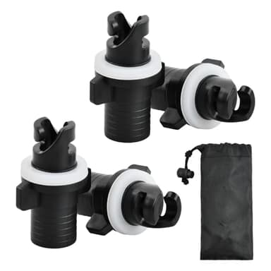 Culinavog Lot de 4 Adaptateur de Tuyau de Pompe de Kayak Gonflable, Adaptateur de Tuyau de Pompe à Pied pour Bateau, Adaptateur de Valve d'air en Plastique, Noir Adaptateur de Valve H-R pour Bateau