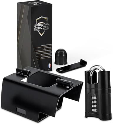 Antivol Remorque Universel Solide et Amélioré - Cadenas de Haute Qualité Durable dans le Temps - Cache Boule d'Attelage Offert - Antivol Remorque Moto, Caravane, Voiture Attelée et non Attelée
