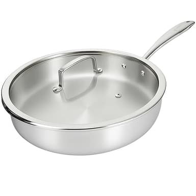 KLAUS Sauteuse en Inox 28 cm avec covercle – haute qualité Poignée Antichaleur | Triple Épaisseur| Compatible Induction, Gaz, Électrique Chauffe Rapide et Durable
