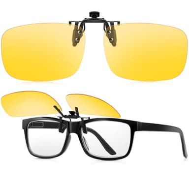 konqkin Clip-On Lunettes de Conduite Nocturne Polarisées-Anti-Éblouissement UV400 HD Vision-Jour & Nuit Hommes Femmes-Pour Conduire, Pêcher, Skier, Courir, Faire du Vélo（60 * 40）