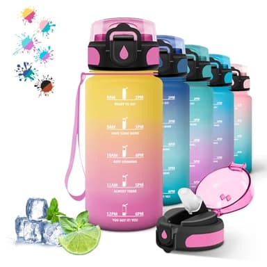 Gourde pour enfants 500 ml Avec paille Facile à nettoyer Anti-fuite Idéale pour l'école, les voyages et le camping Jaune/rose