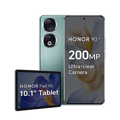 HONOR 90 Smartphone 5G + Pad X8, triple caméra 200 MP, écran AMOLED incurvé de 6,7" 120 Hz, 8 Go + 256 Go, batterie 5000 mAh, SuperCharge 66 W, double SIM, Android 13, vert émeraude