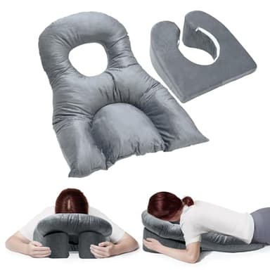 Yinnhom Oreiller Face vers Le Bas avec Trou, Appui-tête de Massage pour lit,Coussin pour Le Visage pour la Position couchée,Oreiller de Massage pour Le Visage en Mousse à mémoire de Forme pour Table