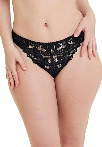 Sans Complexe - Arum - String avec Dentelle, Jeux de Transparence et détails Sexy - Uni - Femme - 42/44 - Noir