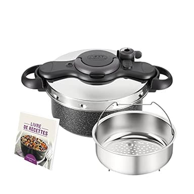 Seb Clipsominut'Ultra Resist Finition Pierre Cocotte-minute 5 L + livre recettes, Autocuiseur induction, Effet Pierre, Utilisation simple, Fabriqué en France P4705105