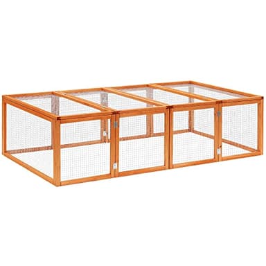 PawHut Clapier Cage à Lapins extérieur intérieur 2 Portes supérieures 181L x 100l x 48H cm Bois Massif pin