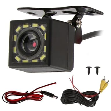 Caméra de Recul Voiture 1080P Ultra HD, 12 LED Vision Nocturne 175° Grand Angle Fish-Eye IP68 Étanchéité Universelle Aide au Stationnement de Secours Inverse pour 12V-24V Voiture SUV Camion, 6M Câble