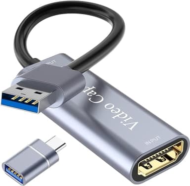 VIXLW Capturateur vidéo HDMI vers USB 3.0, 4K/1080P HD, Compatible avec Windows/Mac OS/Linux, Adaptateur pour Streaming en Direct, Jeux et vidéoconférences, argenté