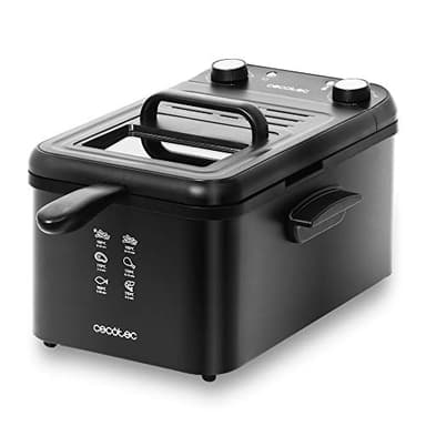 Cecotec Friteuse Électrique CleanFry Infinity 3000 Black. 3 L, Jusqu’à 190 ºC, Minuterie, Cuve Émaillée qui convient pour un nettoyage dans le Lave-vaisselle, Filtre OilCleaner, 2400 W.