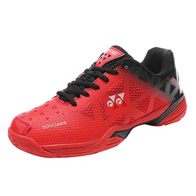 PENXZT Chaussures De Tennis De Badminton Hommes Femmes Chaussures D'entraînement en Cour D'intérieur Anti-Slip Léger pour La Courge De Racquiet,Rouge,44 EU
