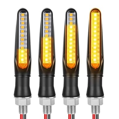 URAQT 4PCS Indicateurs de Moto, Flowing Mode Clignotants Lumières Indicateurs de Tournage de Moto, 12V 12 LED Universels Étanche pour Scooter Quad Cruiser Off Road