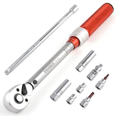 BINGCOBBER 3/8" Clé dynamométrique,5-60 Nm Clé à Cliquet 72 dents,Douilles à Bougie Magnétique, Torx et Douilles, précision±3% Pour Vélo Moto