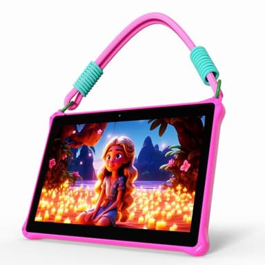 PRITOM Tablette Android 13 de 10 pouces, avec cordon de 64 Go, extension de 512 Go, pour enfants Age 3+ (rose)