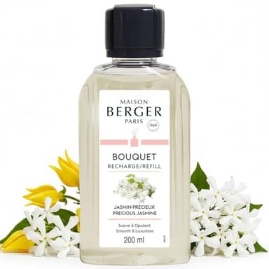 Maison Berger – Recharge Bouquet Parfumé Jasmin Précieux – Parfum d’intérieur pour la maison 200 ml – Fabriqué en France – Diffusion Longue Durée, Douce et Continue