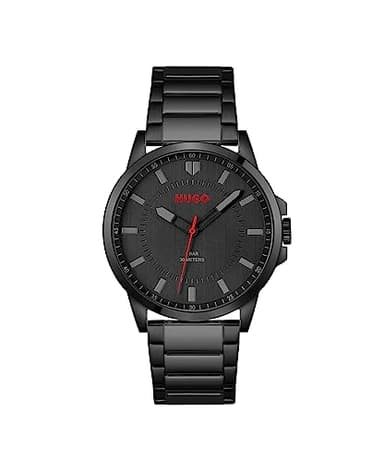 HUGO Montre Analogique à Quartz pour Homme Collection #First avec Bracelet en Acier Inoxydable Noir - 1530187