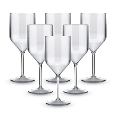 BRYNA - Set de 6 Pièces Verres Croisiere 25 Cl en Polycarbonate (Plastique Rigide), 100% Design Italien, Verres Incassables, Verres à Vin Réutilisables et Lavables au Lave-vaisselle, Transparent
