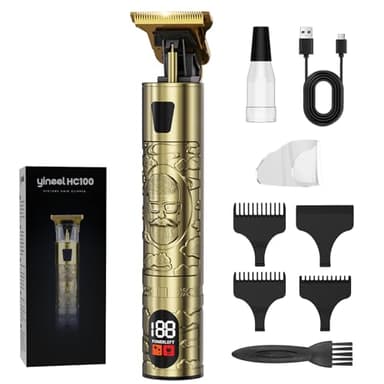 Yineel HC100 Tondeuse Barbe Homme, Tondeuse Cheveux Hommes, Rasoir Electriques Hommes, Charge Rapide Type-C, Précision Zéro avec Lame en T et Écran LCD, Cadeau Homme
