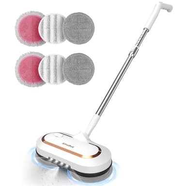 AlfaBot S2 Balai électrique sans fil pour le nettoyage des sols, Spin Mop avec pulvérisateur d'eau et lampe LED, Balai léger et rechargeable pour les sols en bois dur et carrelés