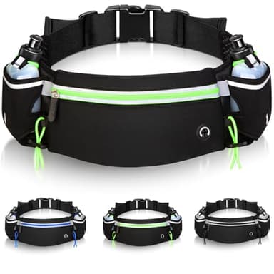 Ceinture Hydratation Running Vert +2 Gourdes 175ml incluses ✮Marque Francaise✮ Fluorescent Homme Femme Sac Banane Trail Footing Accessoire ✯Garantie À Vie✯ Porte-bidons Course Porte Gourde, Téléphone