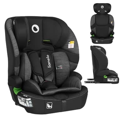 LIONELO LO-BILLY I-SIZE Siège Auto Bébé, 76 à 150 cm De 15 mois à 12 ans environ, Installation ISOFIX ou Ceinture de Voiture, Appui-Tête Réglable, Protection Latérale Norme R129 (Grey)