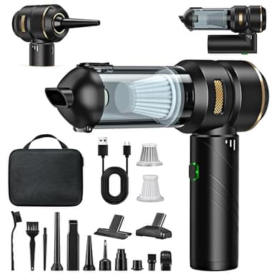 Feolaviy Aspirateur à Main sans Fil 4 en 1, Puissant, 25000 PA, 3 Vitesses 220 000 TR/Min, pour Voiture, Cuisine, PC, canapé, Bureau, Maison et Nettoyage des Poils d'animaux (Jaune doré)