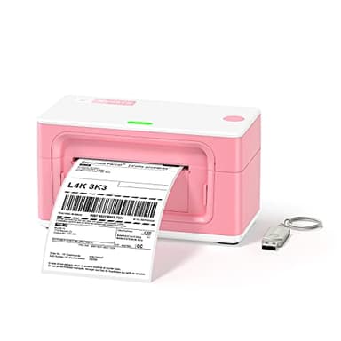 MUNBYN [Niveau 2.0 Imprimante d'étiquettes Thermique 4x6, Code à Barres Thermique USB Haute Vitesse 150mm/s pour Colis d'expédition, Entreprise, Compatible avec Amazon/Etsy/Ebay/Shopify/FedEx, Rose