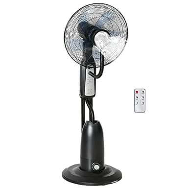 HOMCOM Ventilateur brumisateur sur roulettes 90 W télécommande - minuterie 3 modes 3 vitesses oscillant, inclinable silencieux - gris noir