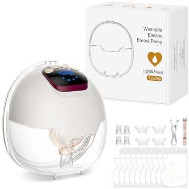 AMIPOW Tire Lait Electrique Main Libre Tire-Lait Mains Libres avec 4 Modes et 15 Niveaux, Sans BPA, Fonction Mémoire, Tire-Lait Électrique Portable avec Bride de 18/20/22/24 mm (1PCS)