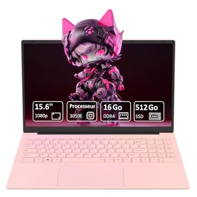 Pryloxen Ordinateur Portable 15,6" Full HD | PC Ultra-Fin | Processeur 3050e Dual Core | 16 Go RAM | SSD 512 Go Ultra-Rapide | Clavier Rétroéclairé | Idéal Bureautique/Études