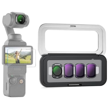 NEEWER Lot de filtres ND et CPL compatibles avec DJI Osmo Pocket 3, densité Neutre magnétique ND16 + ND64 + ND256 + Filtre polarisant Circulaire pour Objectif de caméra d'action avec Protecteur