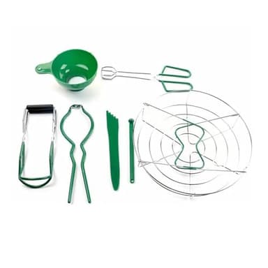 mophrati Kit de Mise en Conserve, Ensemble de 7 pièces en Acier Inoxydable, Bain-Marie/Autoclave et kit Fabrication confitures durables, Outils, Pince, Pince, lève-boîte, Vert