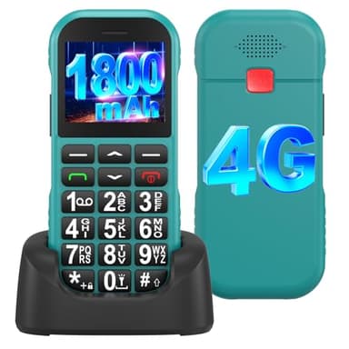4G Téléphone Portable Senior Débloqué avec Grandes Touches | Batterie 1800 mAh | Volume Élevé | USB C | Téléphone Portable Personnes âgées avec Bouton SOS| Station de Charge | Radio FM