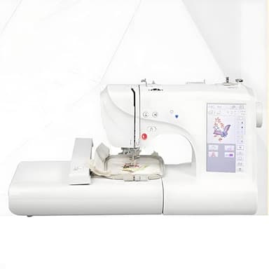 HuanEssentric Machine Broder Numérique Informatisée,Machine Broder avec Fonction Matelassage,96 Motifs Intégrés,8 Lettres Intégrées,10 Bordures Motifs,Zone Broderie 4" X9,2