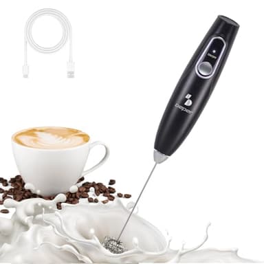 BEPER P102SBA009 Mousseur à lait électrique rechargeable, mousseur à lait avec fouet amovible en acier inoxydable, USB inclus, autonomie de 40 minutes, idéal pour le lait, le chocolat et le cappuccino