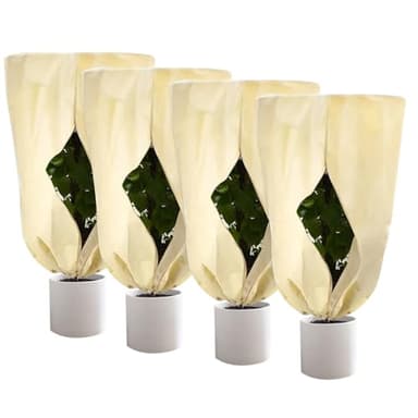 Afenau Housses de Protection pour Plantes, 4 Pièces 80 * 60cm Voile Hivernage Plante Exterieur avec Zip, Housse Hivernage Plante Exterieur, Toile Hivernage Plante Exterieur pour Plante en Pot
