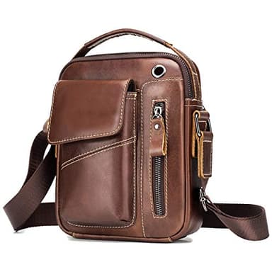 MANNUOSI Homme Sacs Bandoulière Vintage Mode Sac Besace Marron2