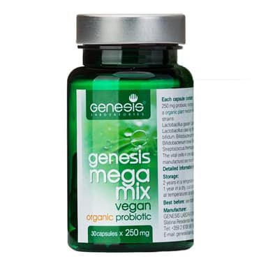 Genesis MegaMix Bio Probiotiques – Complément Alimentaire avec Bifidobacterium et Lactobacillus spp. Soutien Immunitaire, Santé Digestive et Flore Intestinale 30 Gélules 250 mg