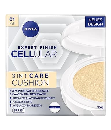 NIVEA Cellular Expert Finish 3 en 1 Cushion Care Anti-rides Crème-Fond de teint à l'acide hyaluronique, couleur claire 15 g