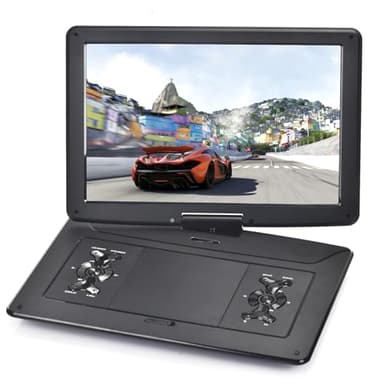 YOOHOO Lecteur DVD Portable de 17,9" avec Grand écran pivotant HD de 15,6", Batterie Rechargeable intégrée, Prend en Charge Toutes Les régions, lecteurs DVD de Voiture pour Enfants, écouteurs/Carte