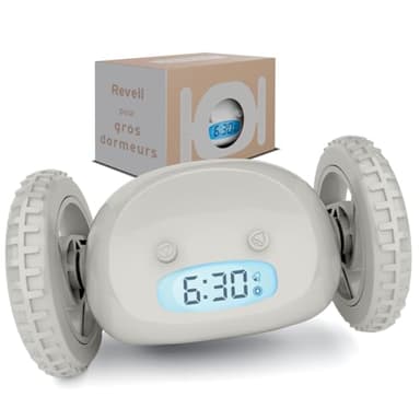 CLOCKY Réveil Matin Roulant Forte Sonnerie Puissant Gros Dormeurs pour Sourd Reveil Tres Bruyant Reveil Chambre Adulte Enfant Adolescent LED Roule Saute Cadeau Amusant (Brume)