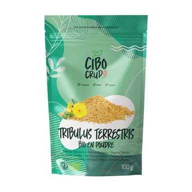 Tribulus Terrestris Poudre Bio - 100g. Contient Alcaloïdes Vitamine C et Acides Aminés. Contient Saponines et Flavonoïdes aux Propriétés Antioxydantes et Anti Inflammatoires.