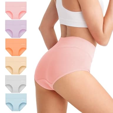 QINCAO Culottes Femme, Pack de 6 – Culotte Femme Taille Haute Coton Élastique Respirant et Doux